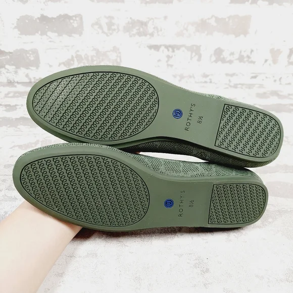 New Rothy's The Flat Safari Green Sage Giraffe Round Toe Slip On Loafers T267